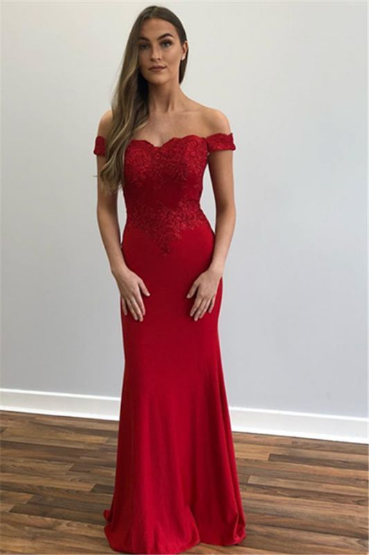 Mermaid Elegant Appliques Evening Dresses | Off-the-Shoulder Floor-length Dresses C2010