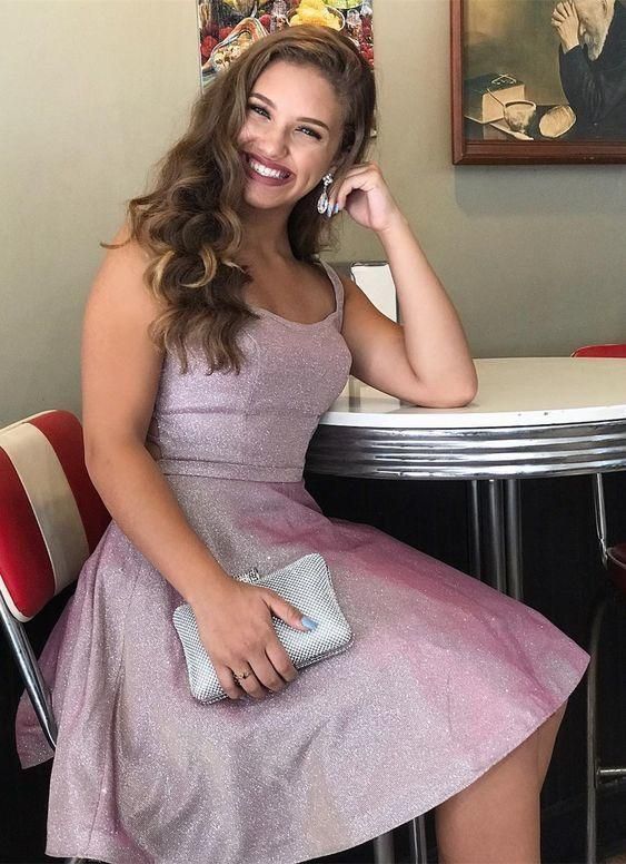 A-Line Scoop Sleeveless Short Shining Homecoming Party Dress c3041