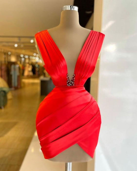 Deep V Neck Party Dress Sexy Homecoming Dress  c3070