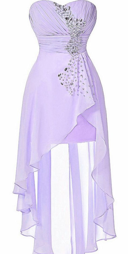 Lovely High Low Lavender Short Chiffon Sweetheart Prom Dresses, Homecoming Dresses, Short Formal Dresses c2914