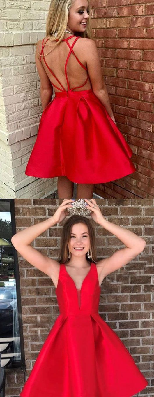 Women's V Neck Short Homecoming Dress With Criss Cross c3012