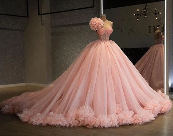 Ruffles Ball Gown Quinceanera Dress Pink Pleats Spaghetti Strap Puffy Sweet 16 Dresses c3092