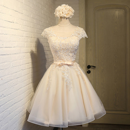 Charming A-line lace short prom dress,homecoming dresses c2694