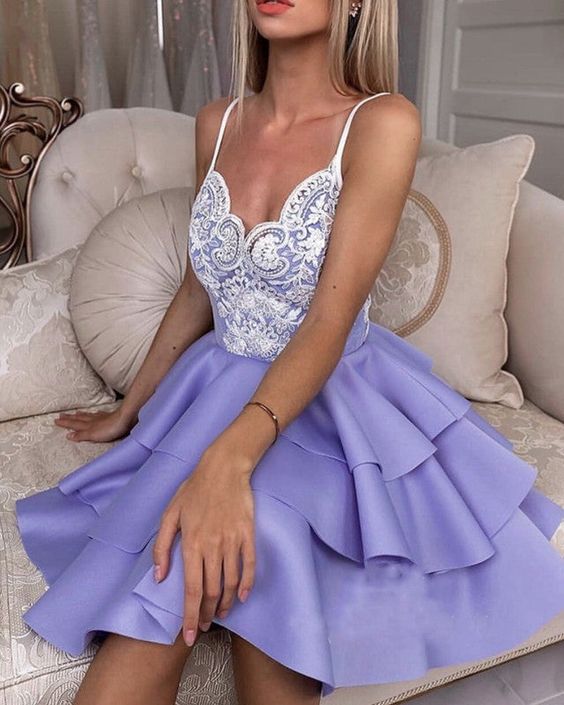 Short Satin Ruffles Homecoming Dresses Occasion c2789