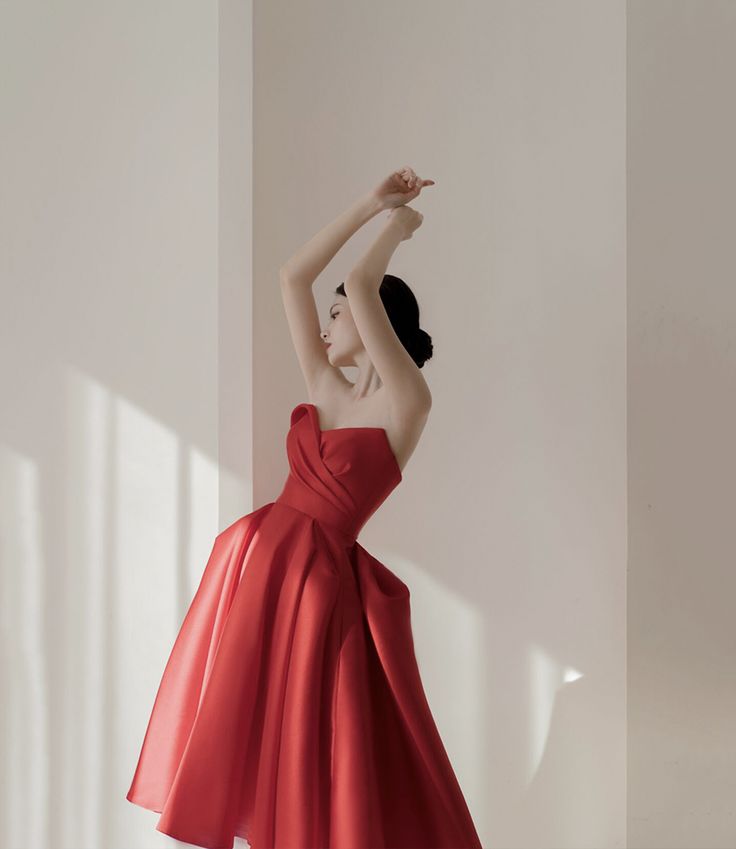 Red Satin Short Prom Dress Homecoming Dress c2745