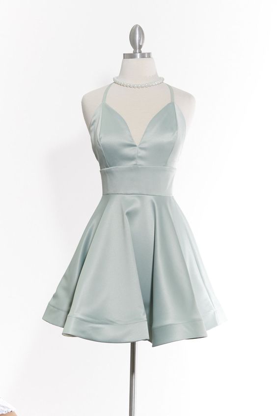 Deep V neckline thin straps homecoming dress dance dress c2830