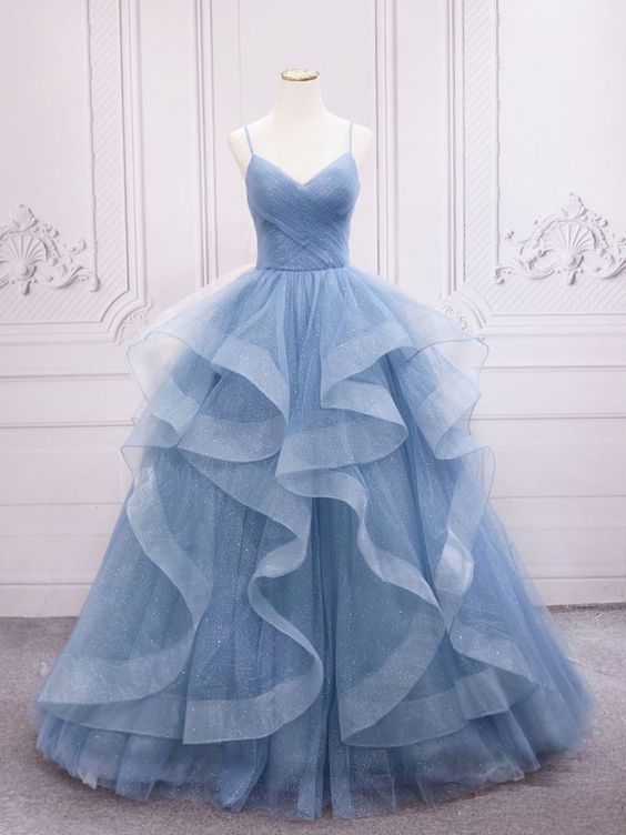 A-line tulle long prom dress dress,tulle sweet 16 dress c2762