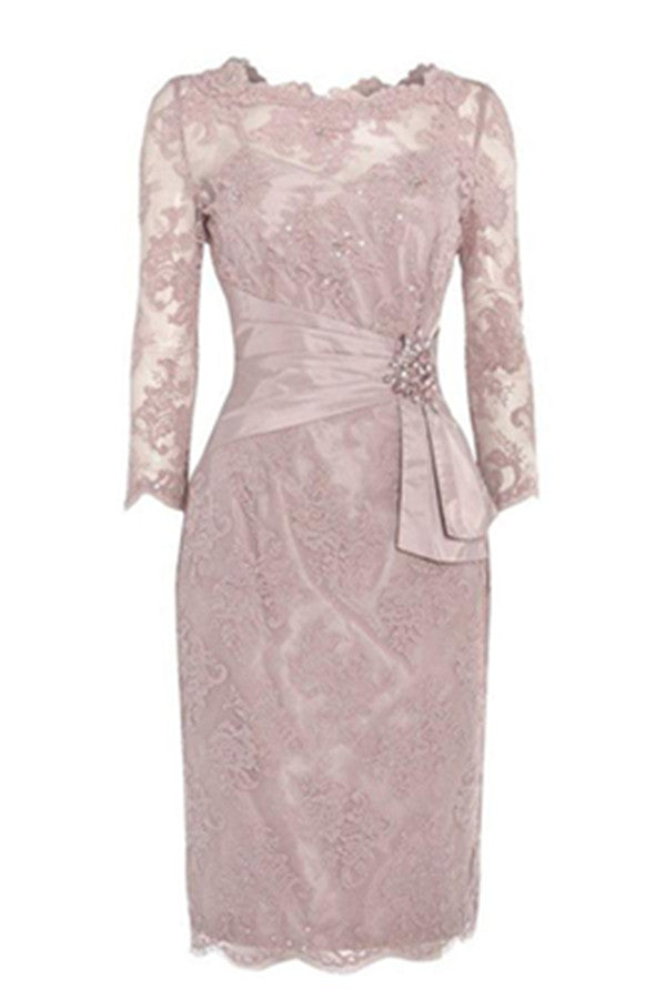 Glamorous Crystal Knee-length Homecoming Dress Bridal Of Mother Dress Lace Formal Party Dress c2864