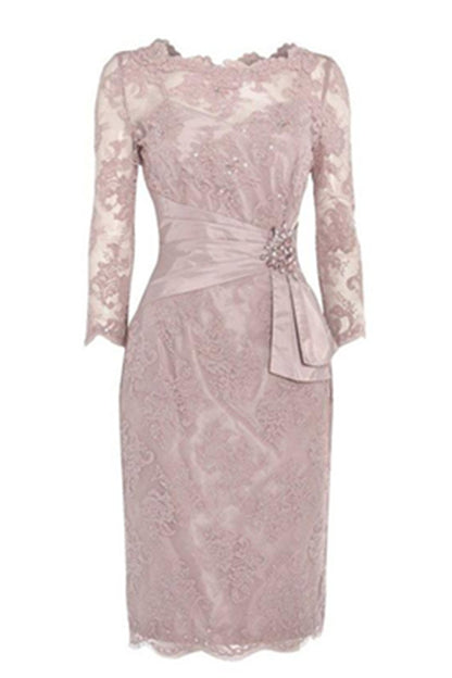 Glamorous Crystal Knee-length Homecoming Dress Bridal Of Mother Dress Lace Formal Party Dress c2864