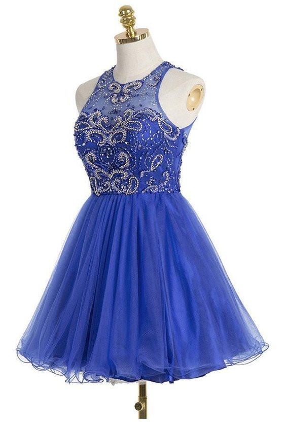 Royal Blue Short Homecoming Dress Freshman Open Back Homecoming Dress c2813