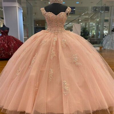 Sweetheart Quinceanera Dress Blush Pink Beaded Sweet 16 Party Dress Ball Gowns c2764