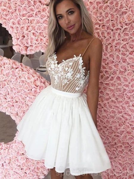 Off White Spaghetti Straps Cheap Homecoming Dresses  c3166