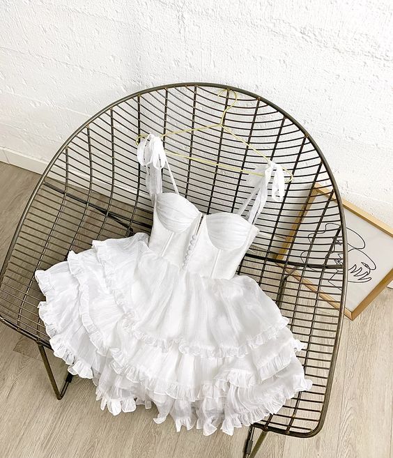 Beautiful Tie Straps Layered Short Homecoming Dress c3185