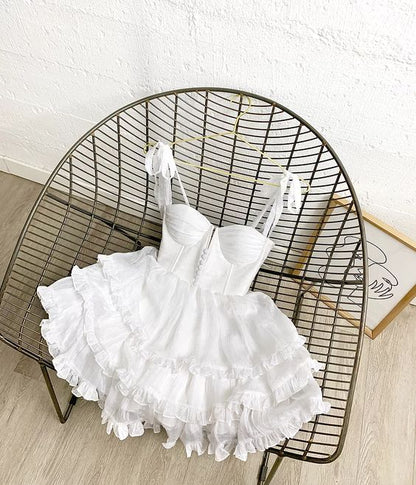 Beautiful Tie Straps Layered Short Homecoming Dress c3185