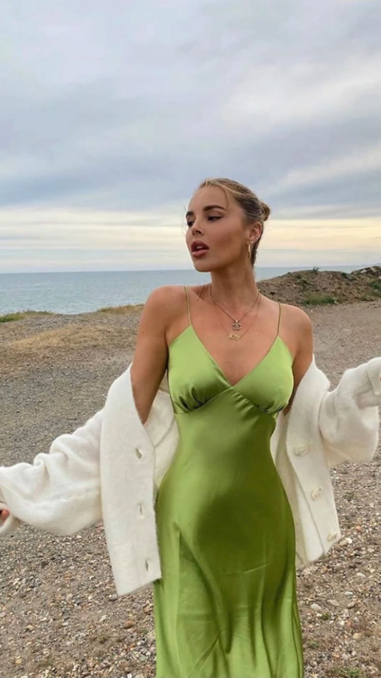 Spaghetti Straps Simple Prom Dress Green Floor Length Prom Dress C2387