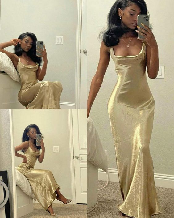 Simple Square Neck Long Prom Dress Party Dress C772