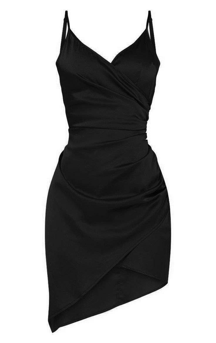 Shape Satin Wrap Dress Short Straps Homecoming Dress c2458