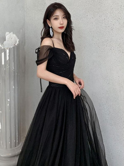 Off the Shoulder Black Long Prom Dresses, Black Off Shoulder Formal Evening Graduation Dresses c2480
