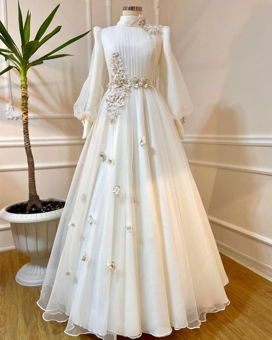 A line Tulle Long Prom Dress C2429