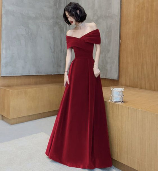 Elegant velvet long prom dress evening dress c2503