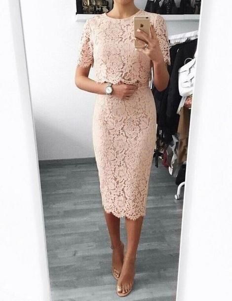 Sexy Short Sleeve Lace Sheath Evening Dress, Formal Prom Dress, Women Dress C1079