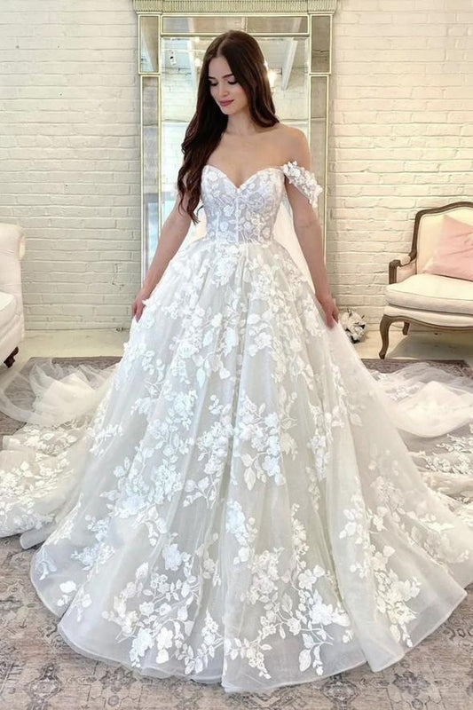 White lace long ball gown dress formal dress C1279