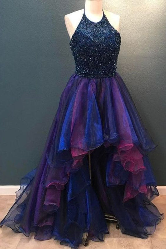 high low prom dresses,ombre prom dresses,asymmetric prom dresses C398