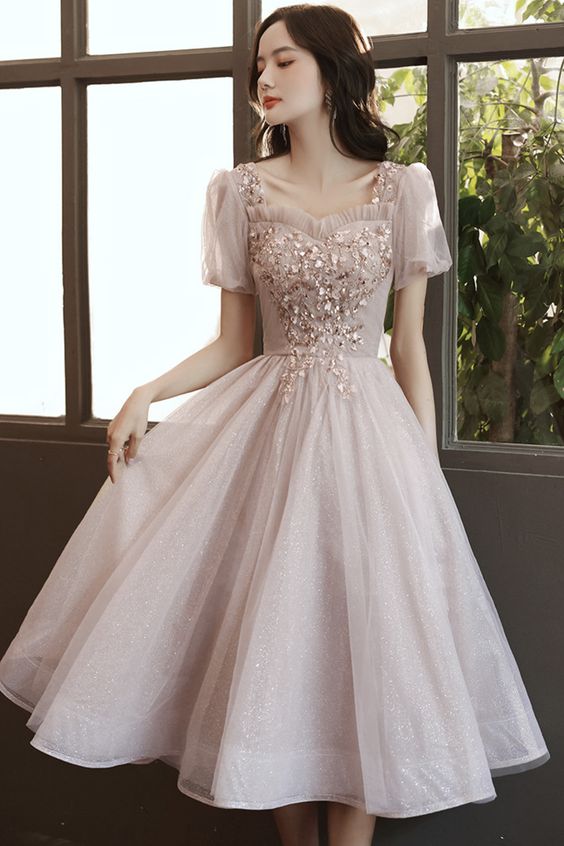 Cute Tulle Lace Short Prom Dress Homecoming Dress  C1127