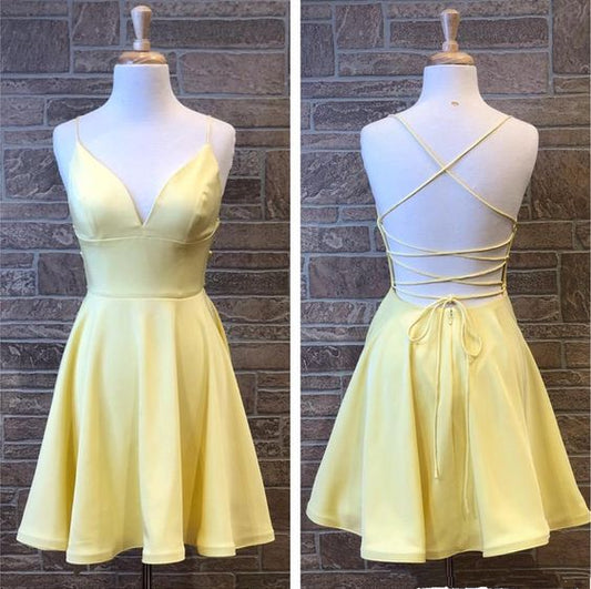 Yellow Short Homecoming Party Dress C1081