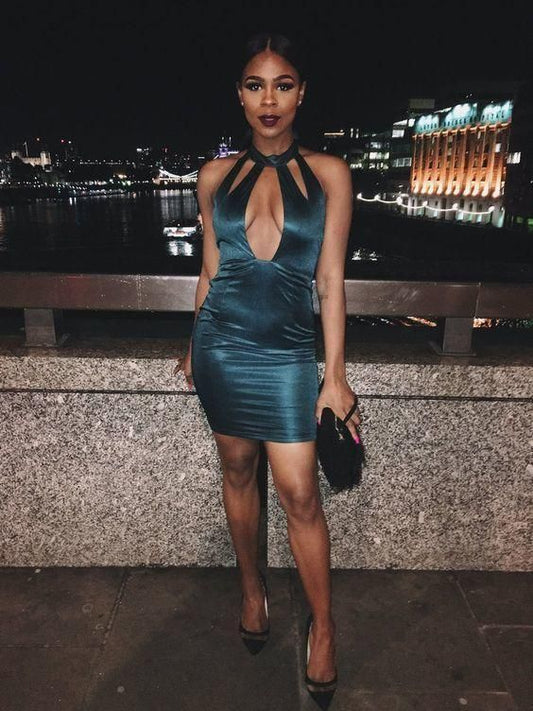 Halter Pencil Dress Homecoming Dresses C1095