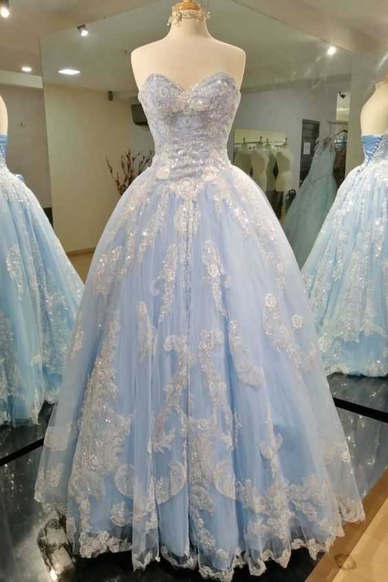 Elegant Tulle Prom Dresses Appliques Long Ball Gown C53