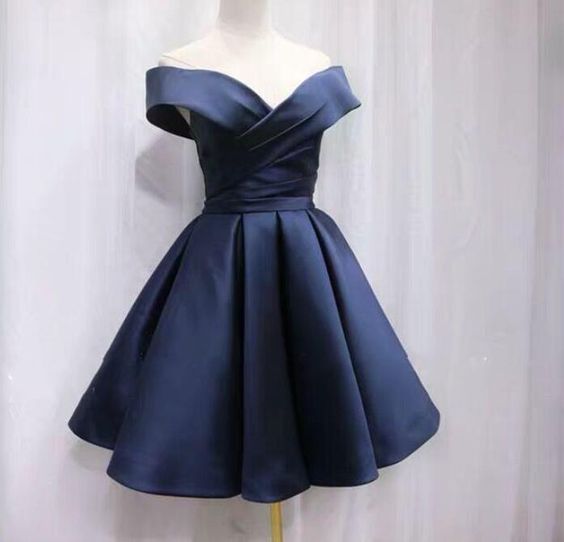 Simple Navy Blue Short Homecoming Dress Ruffle Mini Party Gowns Custom Made Women Party Gowns ,Short Graduation Dress C665