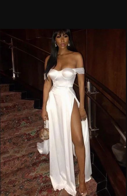 White Prom Dresses, Long Prom Dress, Simple prom dress C818