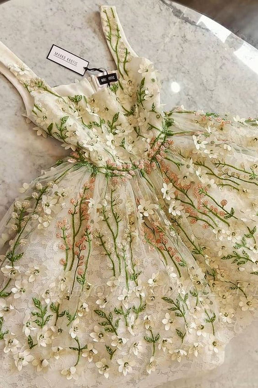 Gorgeous Flowers Appliques Short Homecoming Dresses Cocktail Dresses C1142