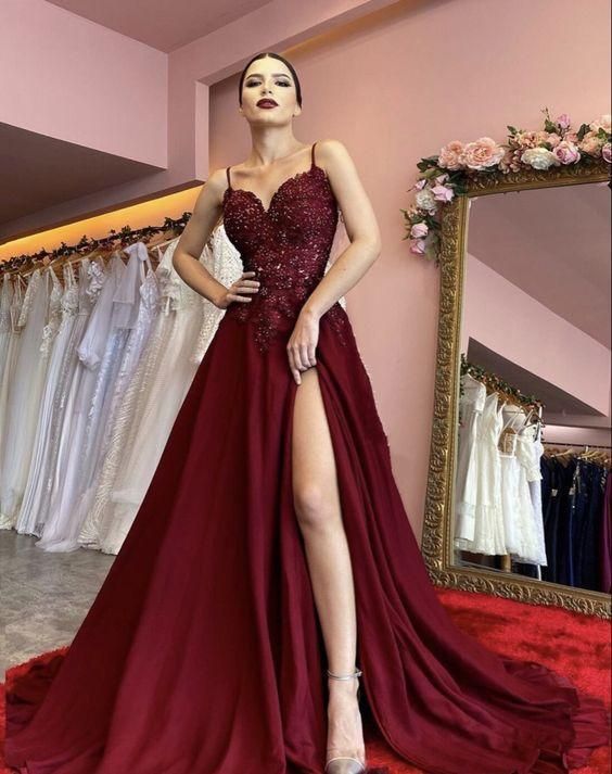 Burgundy Sweetheart Prom Dresses  C1562