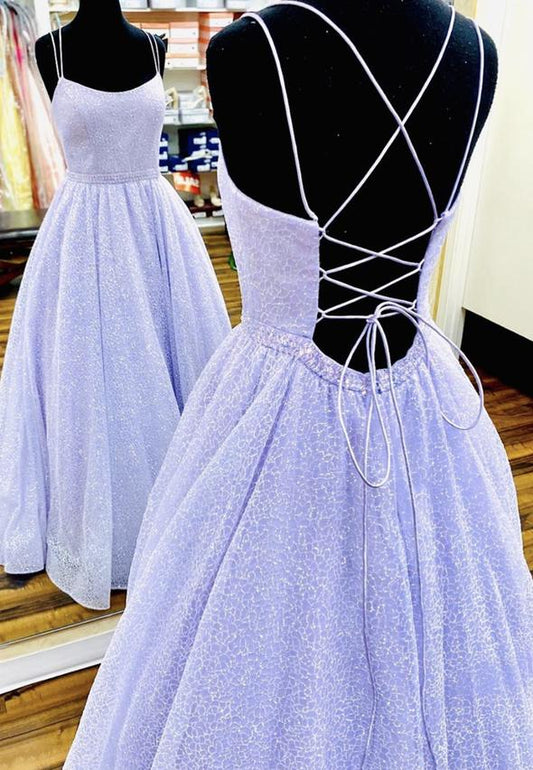 Purple tulle sequins long prom dress party dress C1661