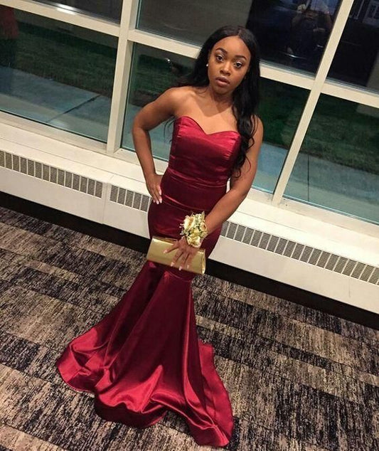 Strapless Mermaid Prom Dress , Simple Party Dress  C695