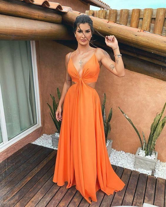 Cheap V-Neck Long Prom Dresses  C700