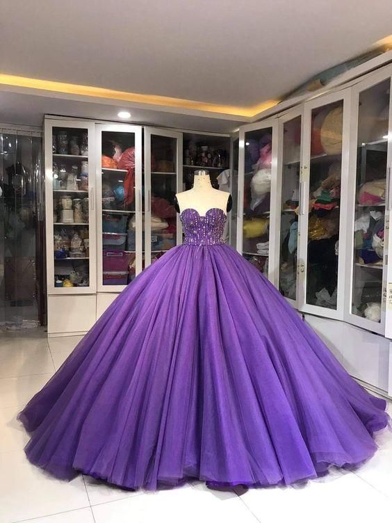 Purple Dress Ball gown Prom Dress Strapless Ball gown C130