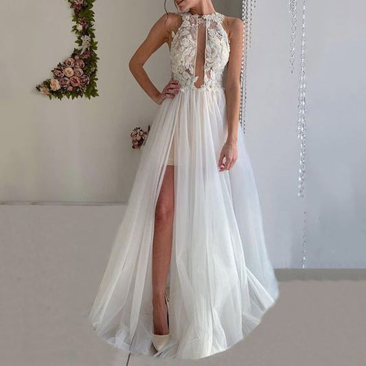 Party Dresses White Split Floor-Length Sleeveless  C996
