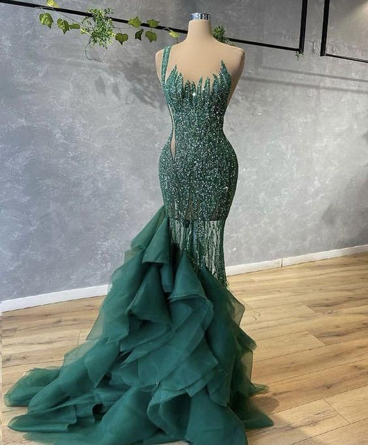 Green Long Prom Dress sexy evening gown  C1470