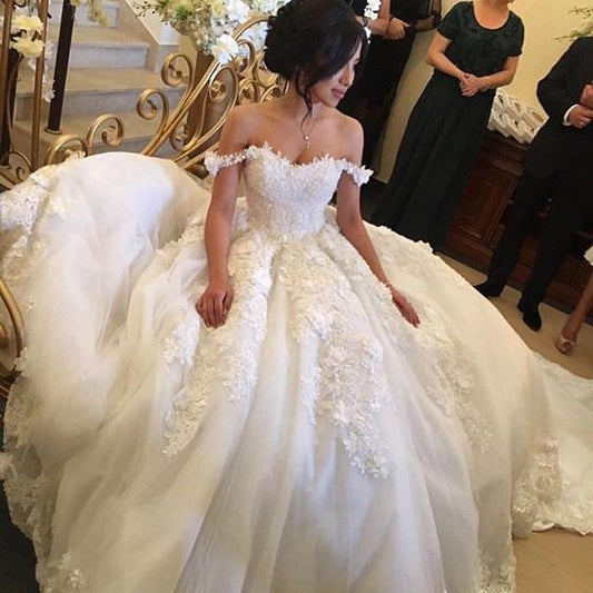 Wedding Dress Bridal Dress,Off The Shoulder Prom Dress C1004