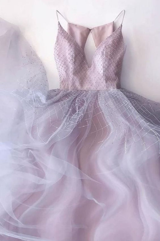 Elegant Lilac Tulle Long Prom Dress C959