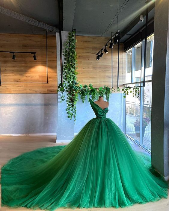 Gorgeous Green Ball Gown Sweet 16 Gown, Tulle Party Dresses C1531