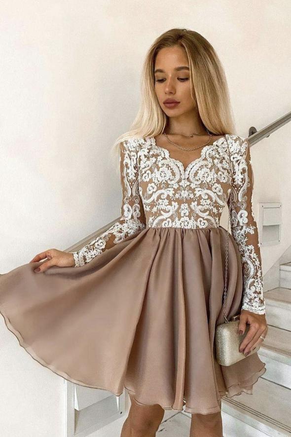 Cute lace short prom dress A line party dress  C1342