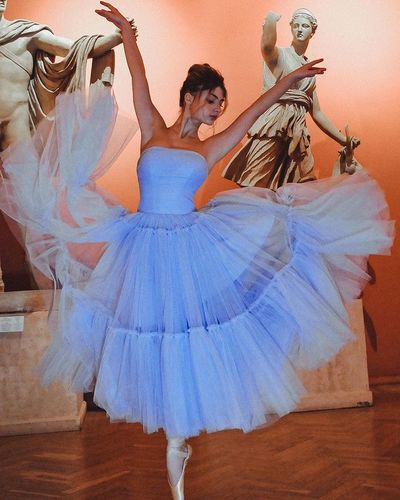 Beauty Strapless Blue Long Prom Party Dress  C781
