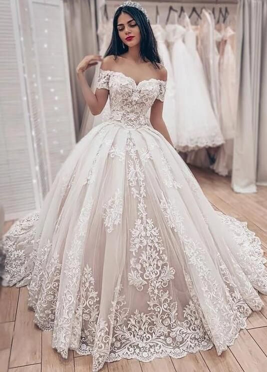 Wedding Dress Bridal Dress Sweet 16 Dresses , Off The Shoulder Prom Dress C1003