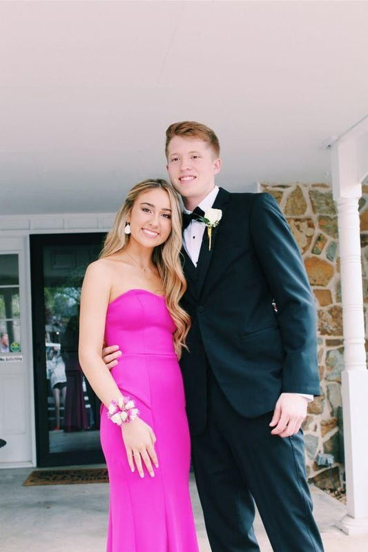 Strapless mermaid satin prom dress  C919