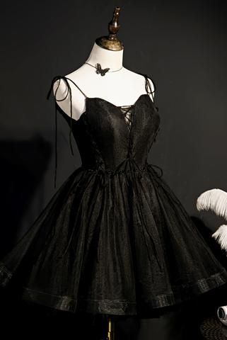 Charming Balck Short Spaghetti Straps Homecoming Dresses Cute Dresses C1121