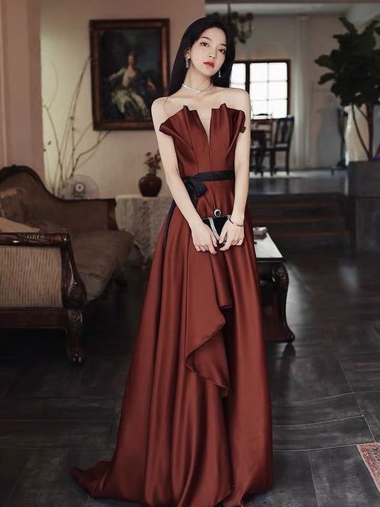 Strapless evening dress, socialite light luxury party dress,Custom Made C1349